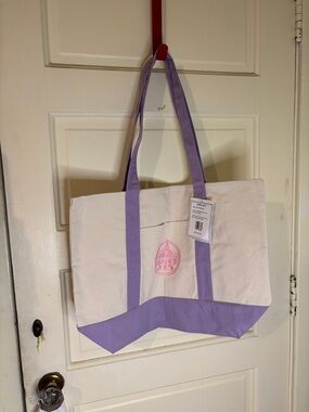 Trader’s Joe’s Canvas Tote Bag with Lavender Accents Large Tote Sold out NWT